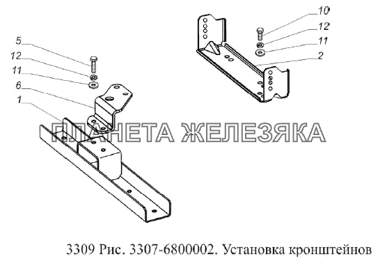 Установка кронштейнов ГАЗ-3309 (Евро 2)